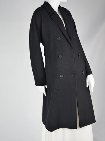 Airchics manteau en laine double boutonnage avec poches ceinture femme élégant noir